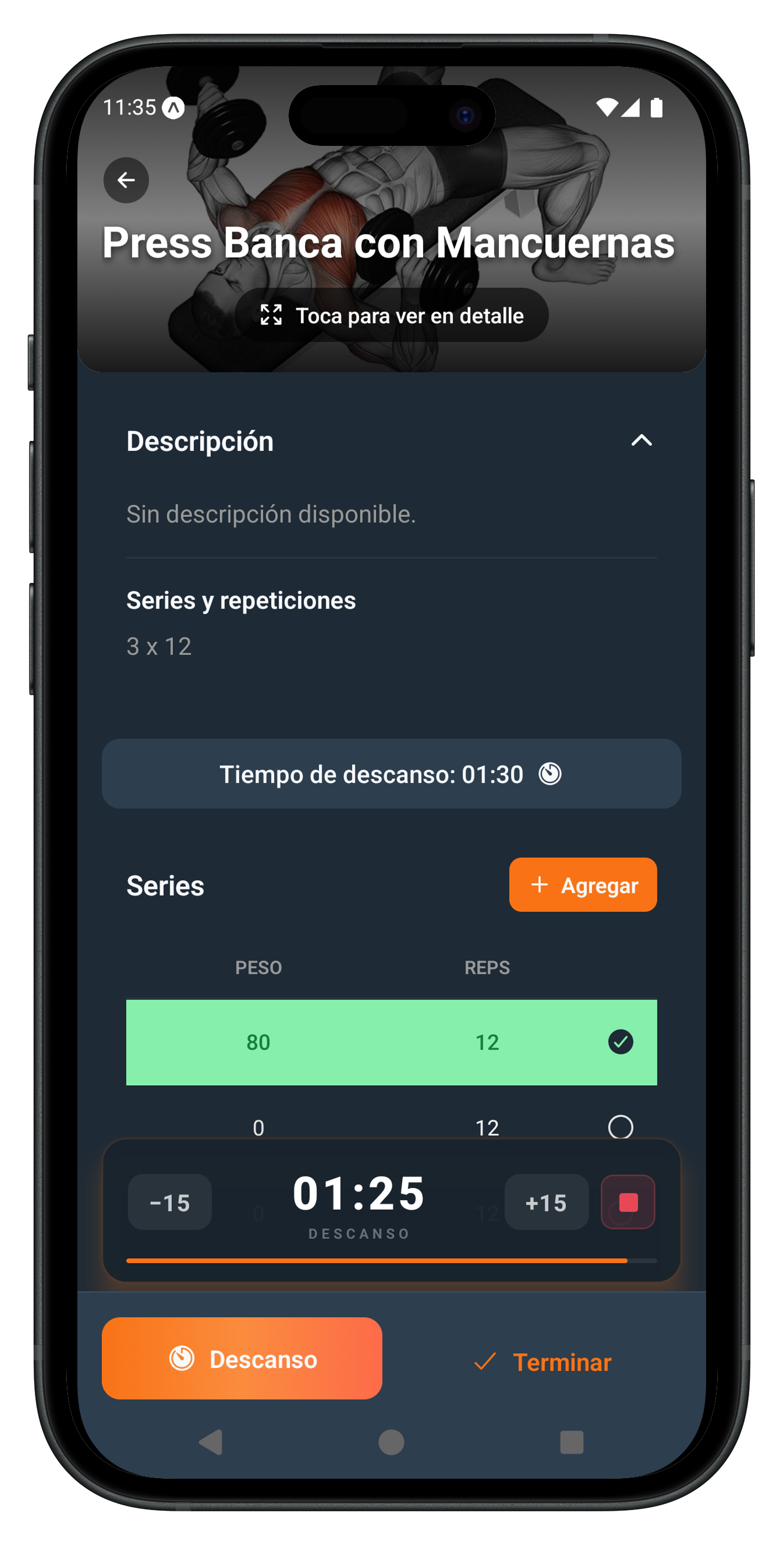 Treino App - Timer de descanso entre series