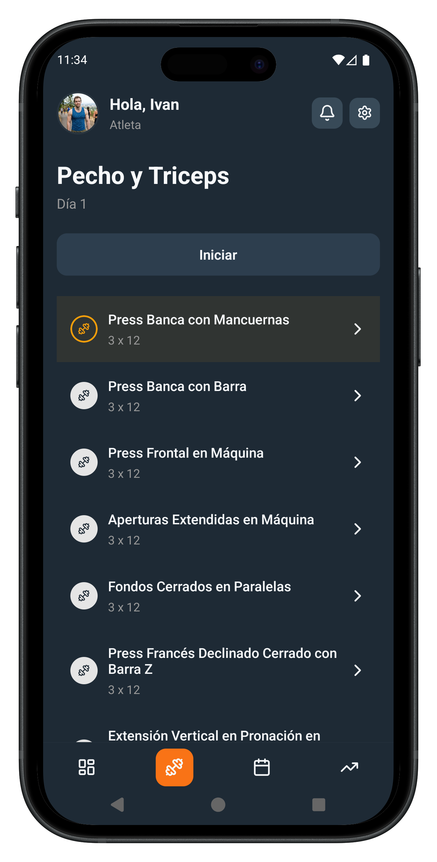 Treino App - Lista de ejercicios